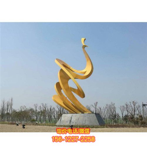 美丽的不锈钢抽象孔雀雕塑，为广场增添精彩景观