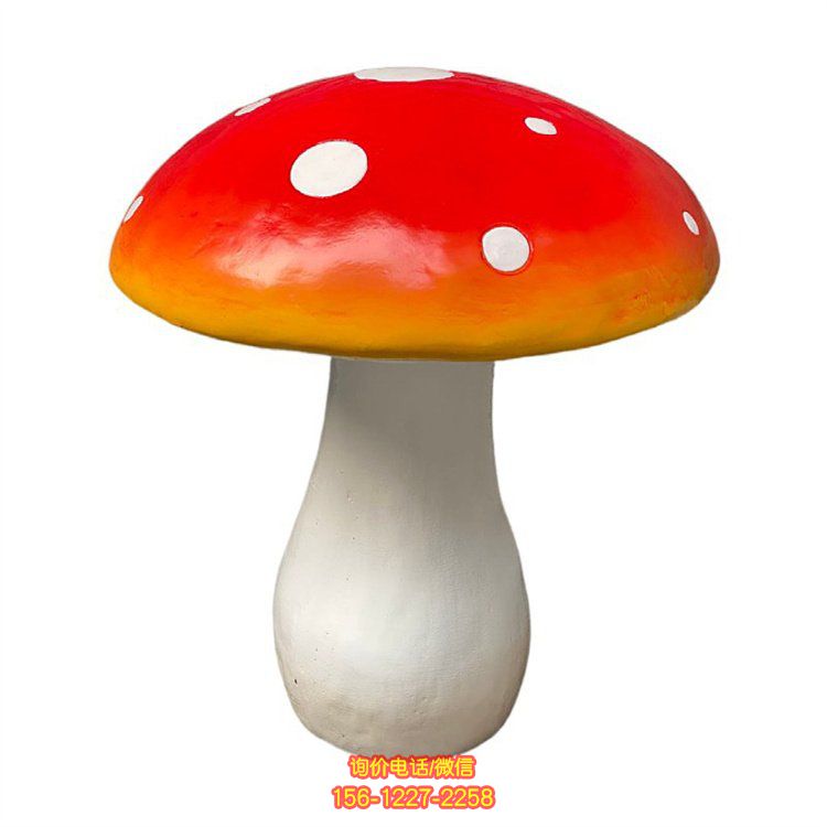 玻璃钢卡通彩绘蘑菇雕塑，为幼儿园带来可爱动感