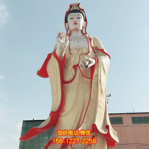 寺庙装饰玻璃钢彩绘观音雕塑 