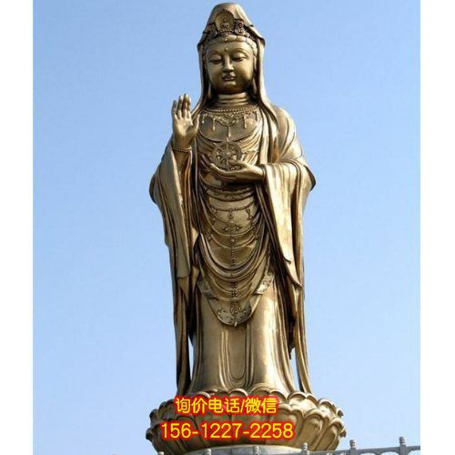 寺庙装置：高雅铸铜观音雕塑