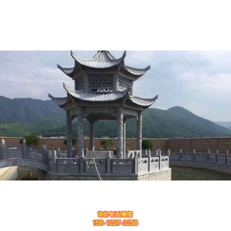 精致大理石石雕凉亭，增添园林公园的美景