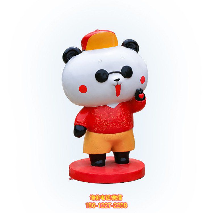 玻璃钢彩绘卡通园林景观熊猫雕塑