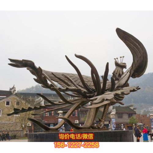 灵动优雅的铜雕凤凰雕塑