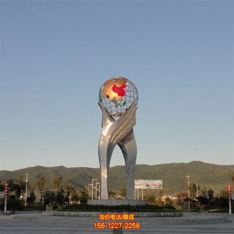 广场不锈钢镂空铁艺地球仪雕塑