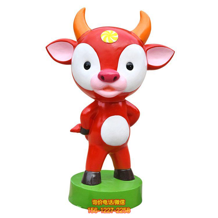 卡通小牛雕塑，为园林幼儿园带来欢乐