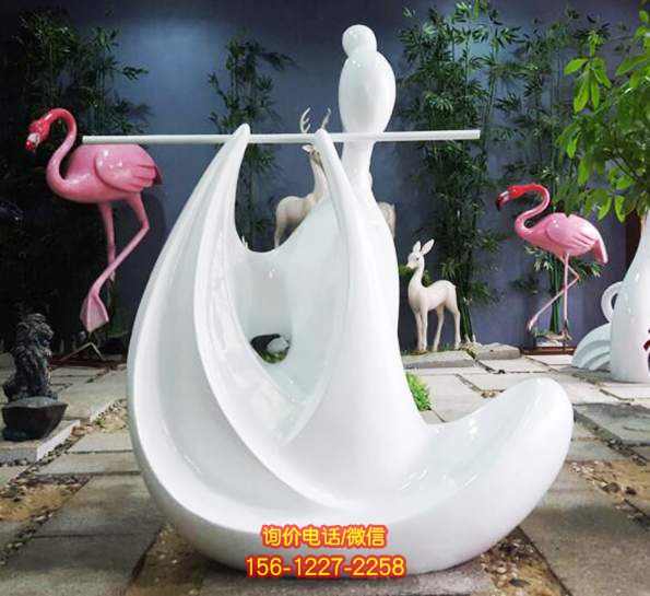 玻璃钢抽象人物喷泉景观雕塑