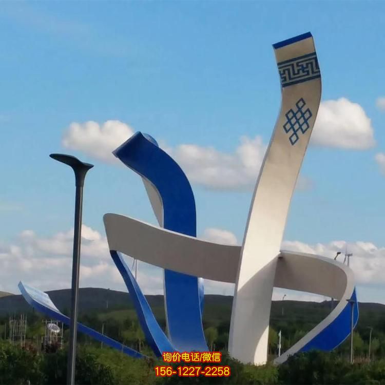 不锈钢抽象雕塑，点缀广场景观