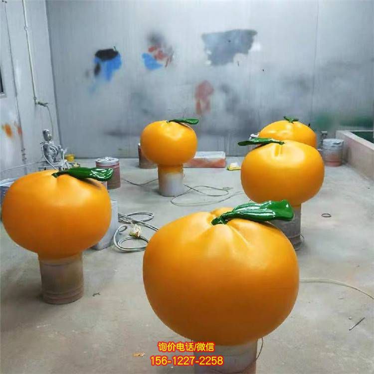 玻璃钢仿真水果摆件户外园林桔子雕塑