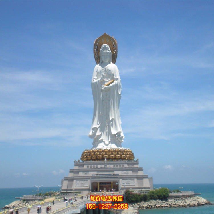 景区寺庙景观石雕观音 汉白玉佛像送子观音雕塑