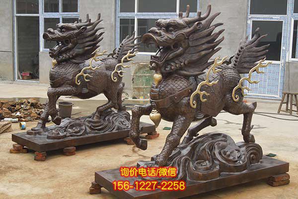 麒麟雕塑-户外广场大型景观不锈钢仿铜麒麟雕塑 麒麟雕塑-户外广场大型景观不锈钢仿铜麒麟雕塑