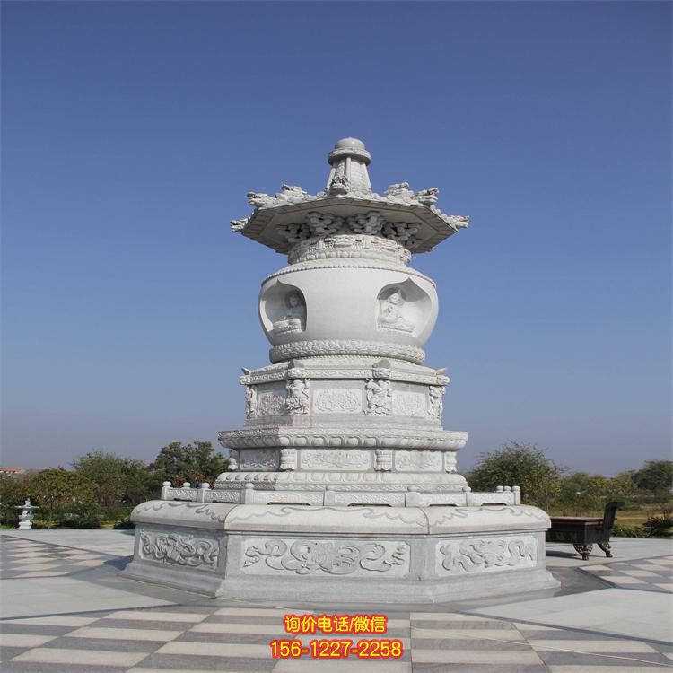 石雕佛塔汉白玉仿古舍利塔寺院定制石雕塔
