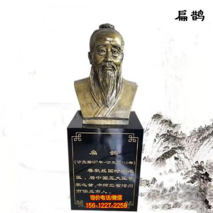 医学院玻璃钢仿铜胸像古代名医雕塑