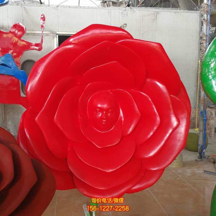 玻璃钢彩绘公园大型彩绘花朵雕塑
