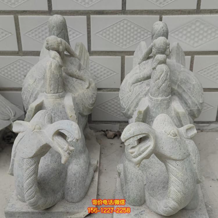 公园大理石花缸浮雕趴着的骆驼石雕摆件