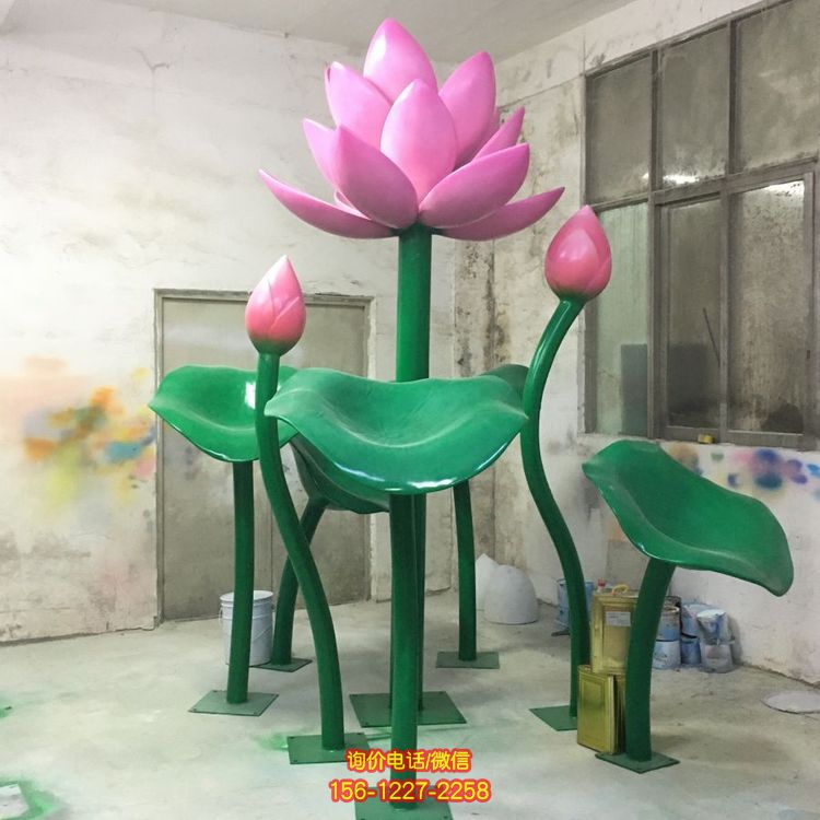 景区园林不锈钢彩绘园林景区创意莲花摆件