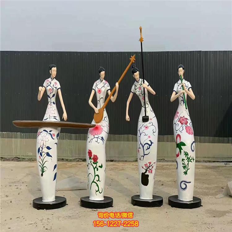 玻璃钢抽象创意吹拉弹唱的人物景观