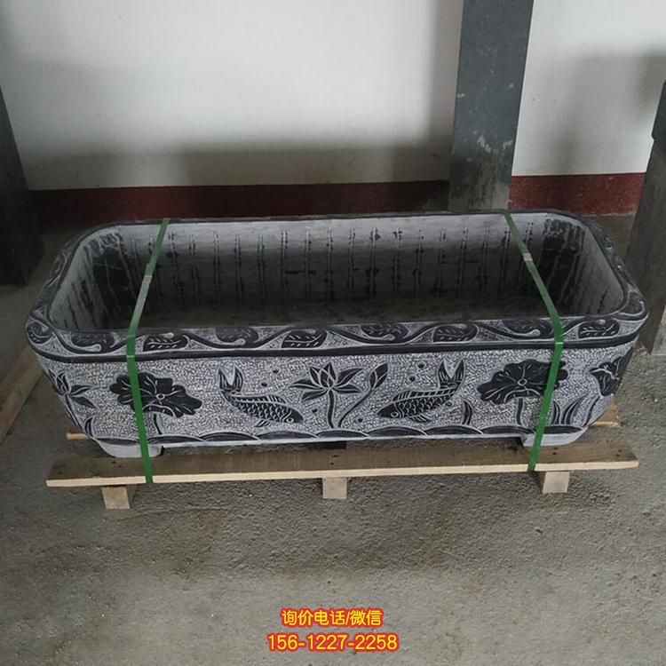 石雕花盆 青石仿古石雕鱼缸花盆 各种仿古石材工艺品摆件雕塑