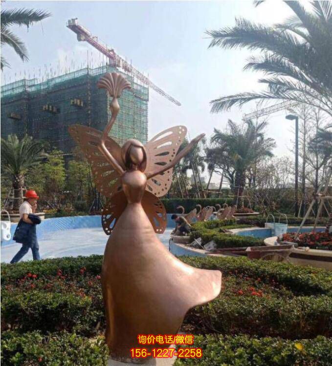 景区玻璃钢蝴蝶公主蝴蝶仙子小天使精灵人像雕塑