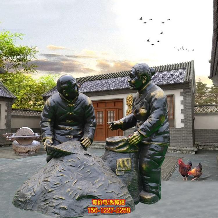 农村街道玻璃钢仿铜园林景观街道大型丰收粮食的情景小品