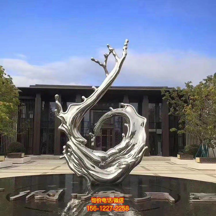 不锈钢抽象水景水滴 水景雕塑