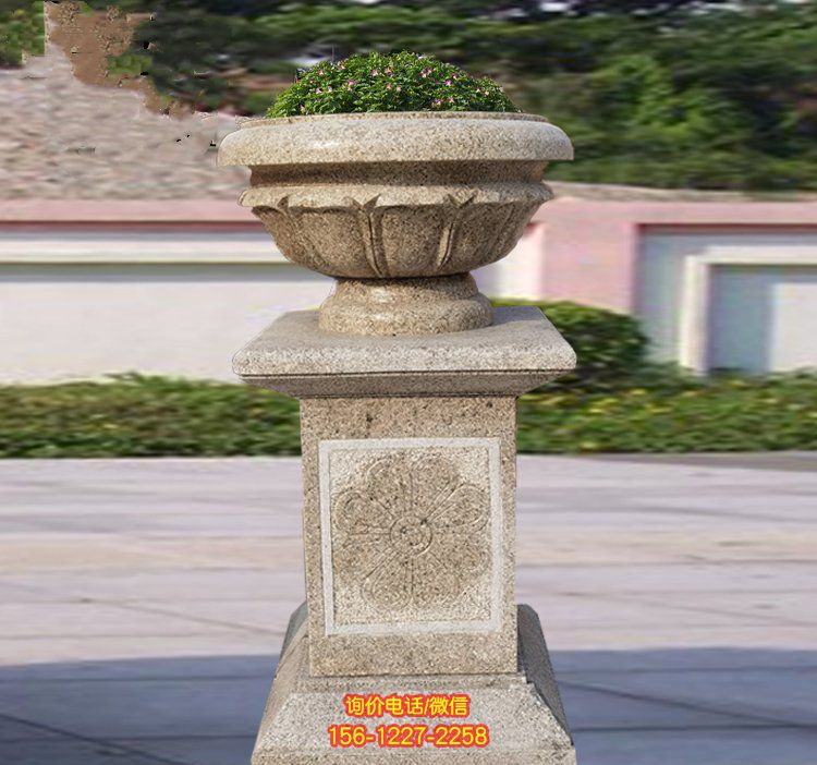 石雕欧式花钵石头花盆别墅庭院小区户外门口花盆雕塑