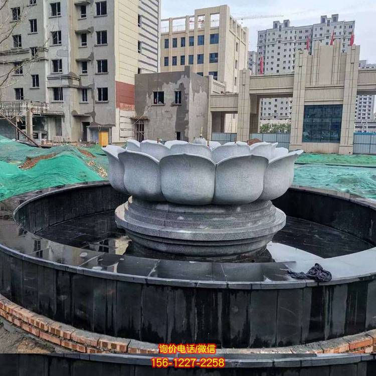 小区大理石雕刻莲花喷泉天鹅喷泉景观雕塑