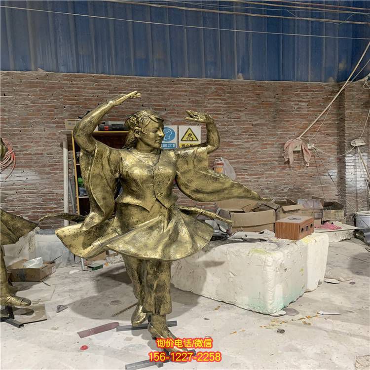 景区园林铜雕跳舞的少数民俗人物景观雕塑