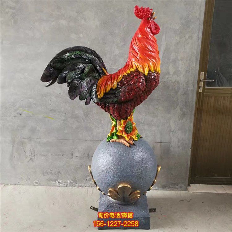 玻璃钢仿真大公鸡雕塑 仿真动物雕塑
