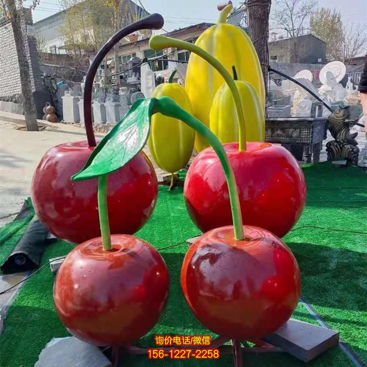 农场园林玻璃钢喷漆仿真樱桃水果摆件