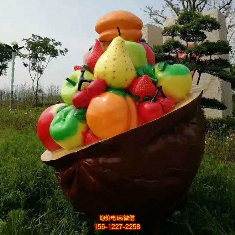 玻璃钢水果雕塑厂家仿真水果雕塑摆件 果篮雕塑 支持定做