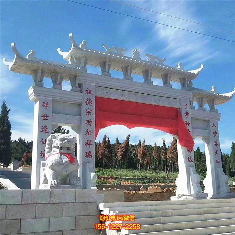 花岗岩石雕门楼 寺院景点装饰浮雕门楼牌坊