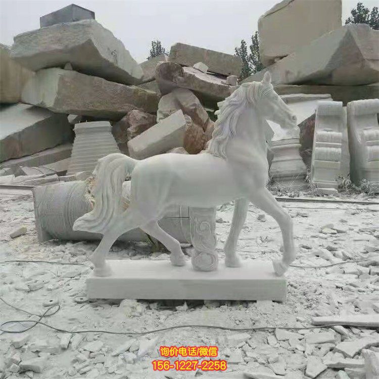 天然石材摆放大理石雕刻动物马园林摆件
