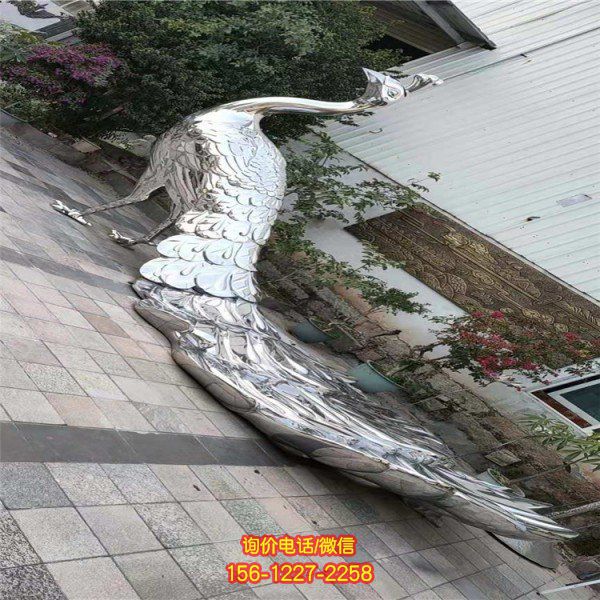 大型不锈钢抽象孔雀雕塑