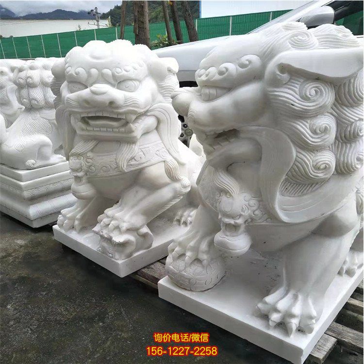 石雕石狮子一对看门镇宅家用祠堂酒店庭院狮子摆件