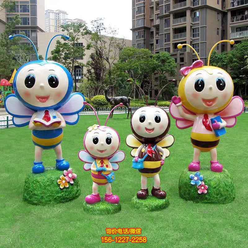 幼儿园公园广场卡通蜜蜂一家玻璃钢蜜蜂雕塑 幼儿园公园广场卡通蜜蜂一家玻璃钢蜜蜂雕塑