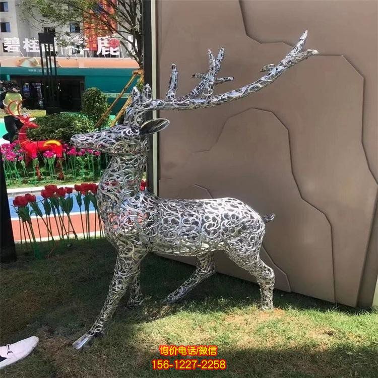 现代不锈钢镂空抽象动物雕塑公园园林景观动物造型摆件