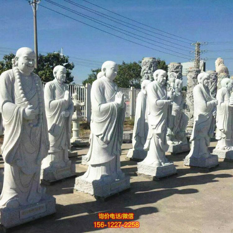 石雕十八罗汉佛像景区寺庙砂岩站立佛像摆件