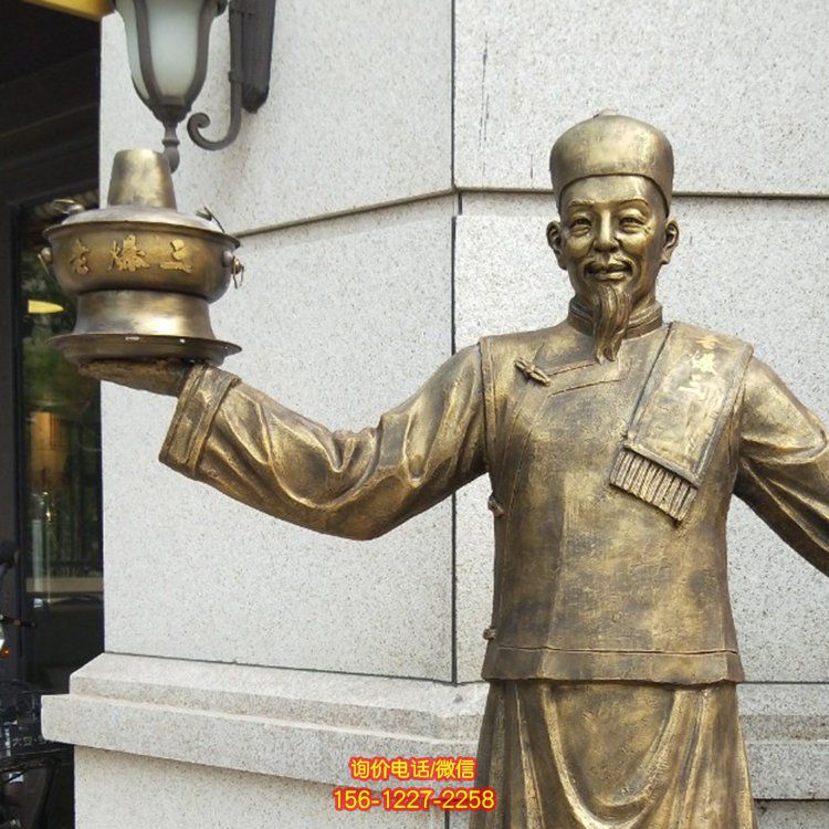 火锅店迎宾小吃饭店门口 户外民俗仿铜玻璃钢人物雕塑