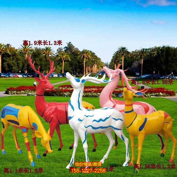 玻璃钢几何抽象鹿定制户外售楼处景观动物落地摆件