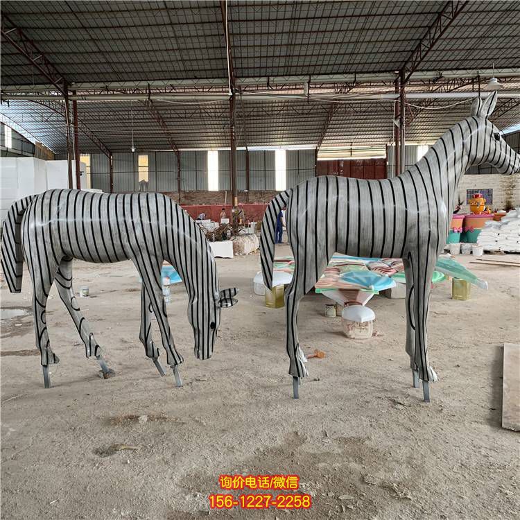 抽象动物景观玻璃钢斑马雕塑