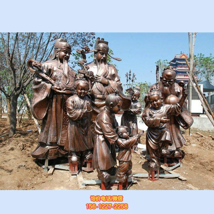 景区城市街道玻璃钢仿铜园林景观人物雕塑