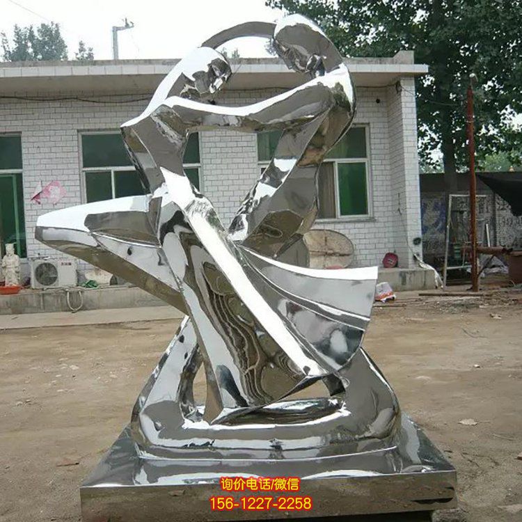 不锈钢镜面几何抽象园林景观抽象人物雕塑