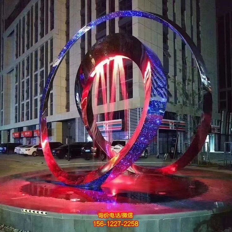 户外广场大型抽象园林景观喷泉抽象圆环