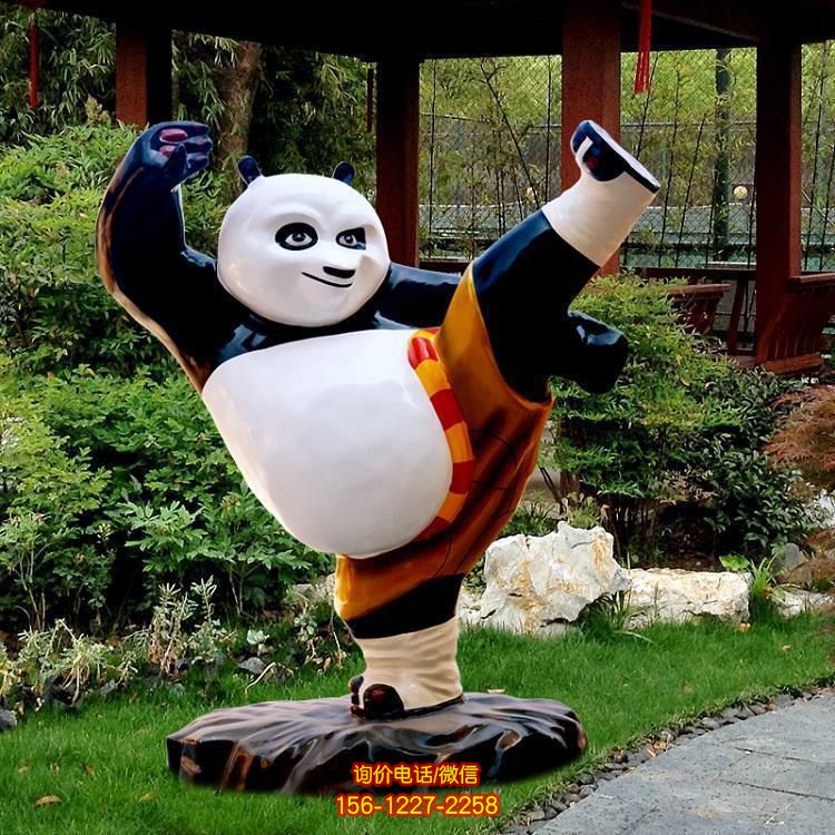 广场玻璃钢卡通功夫熊猫造型  卡通人物景观摆件