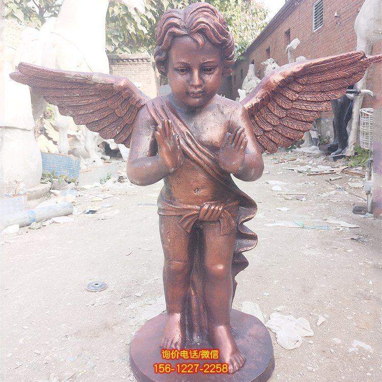 铸铜西方小天使雕塑 广场公园园林铜雕 户外摆件西方人物景观雕塑