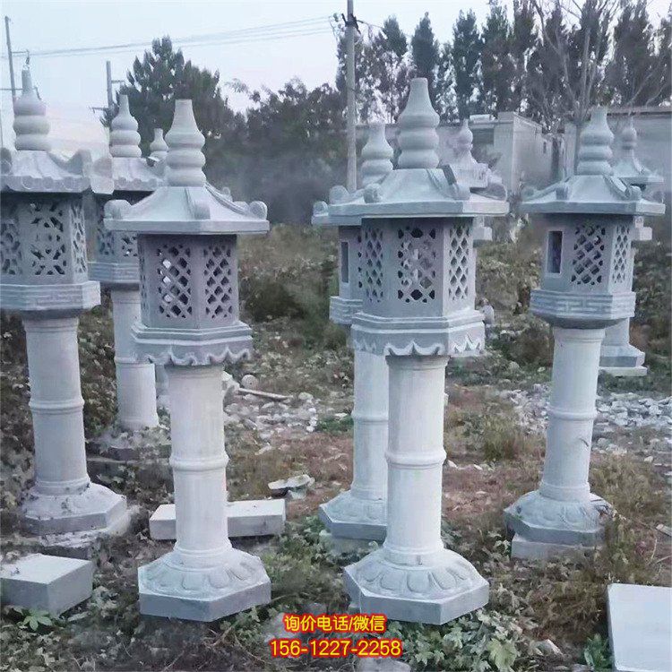 寺庙景观石灯 中式仿古大理石雕灯塔 户外照明石灯笼 雕塑