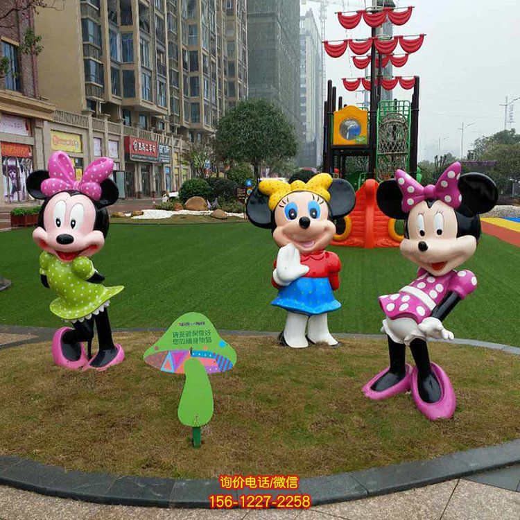 玻璃钢彩绘户外园林景区景观创意园林米妮雕塑