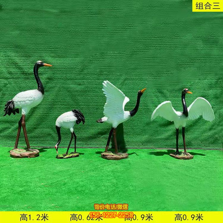 玻璃钢仿真动物景观摆件户外景区仙鹤雕塑