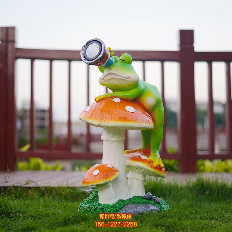 太阳能灯卡通青蛙蘑菇摆件模型幼儿园林动物照明蘑菇雕塑 太阳能灯卡通青蛙蘑菇摆件模型幼儿园林动物照明蘑菇雕塑