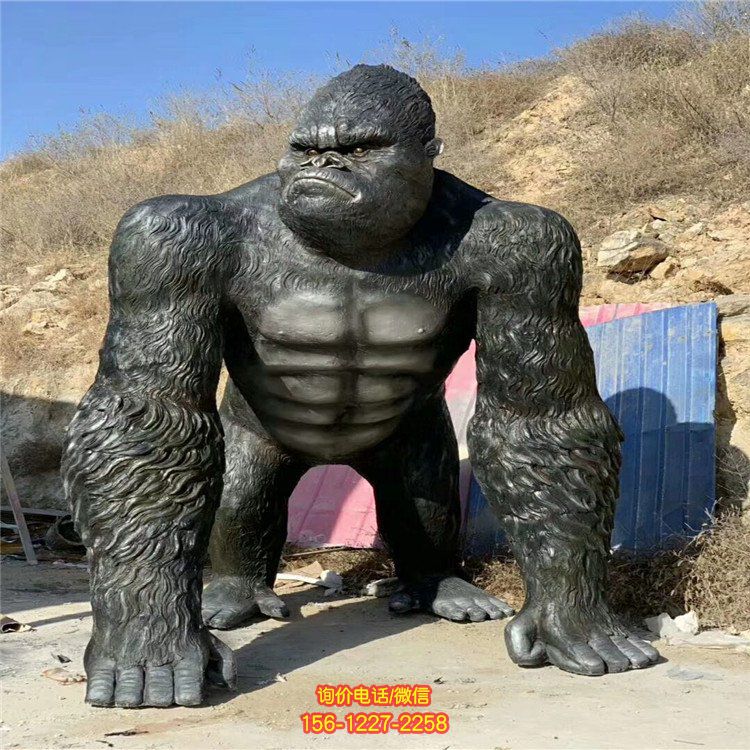 景区玻璃钢仿真动物大猩猩雕塑